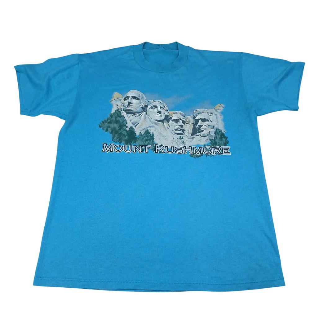 Vintage Mount Rushmore T Shirt Blue Single Stitch Graphic Souvenir Tee